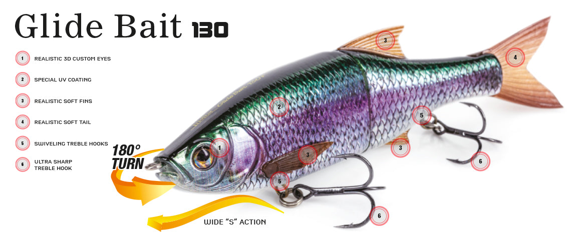 MOLIX GLIDE BAIT 130 (SLOW SINKING JOINTED SWIMBAIT LURE)