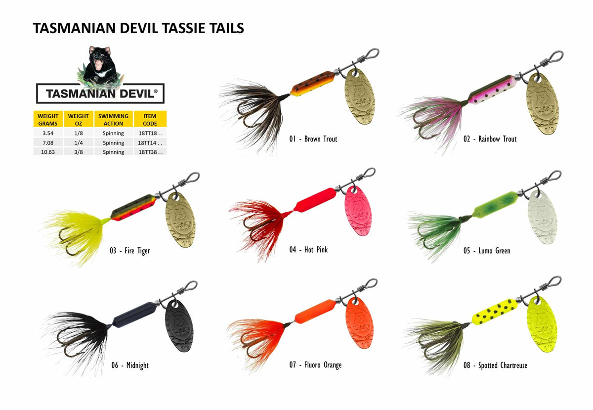 TASMANIAN DEVIL - TASSIE TAILS (VIBRATING SPINNER) LURES