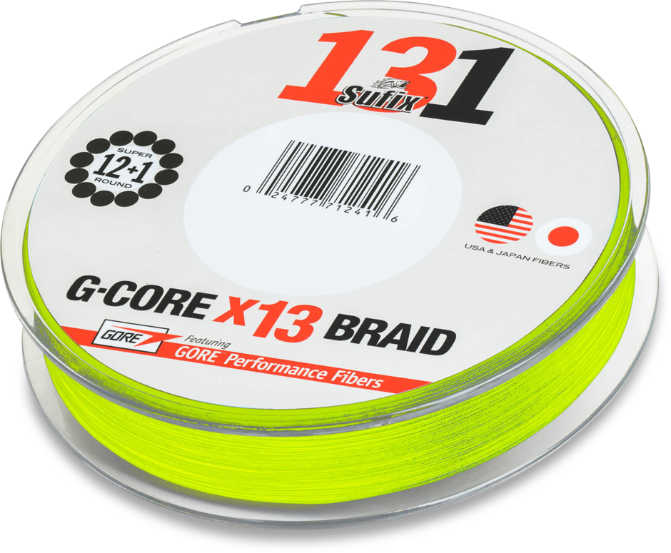 SUFIX 131 G-CORE X13 BRAID (20LB) 150YDS - CHARTREUSE