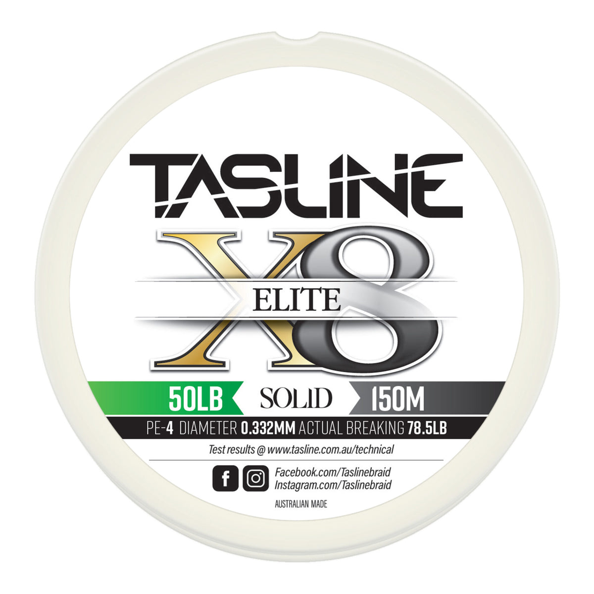 TASLINE ELITE WHITE X8 SOLID 50LB 150M