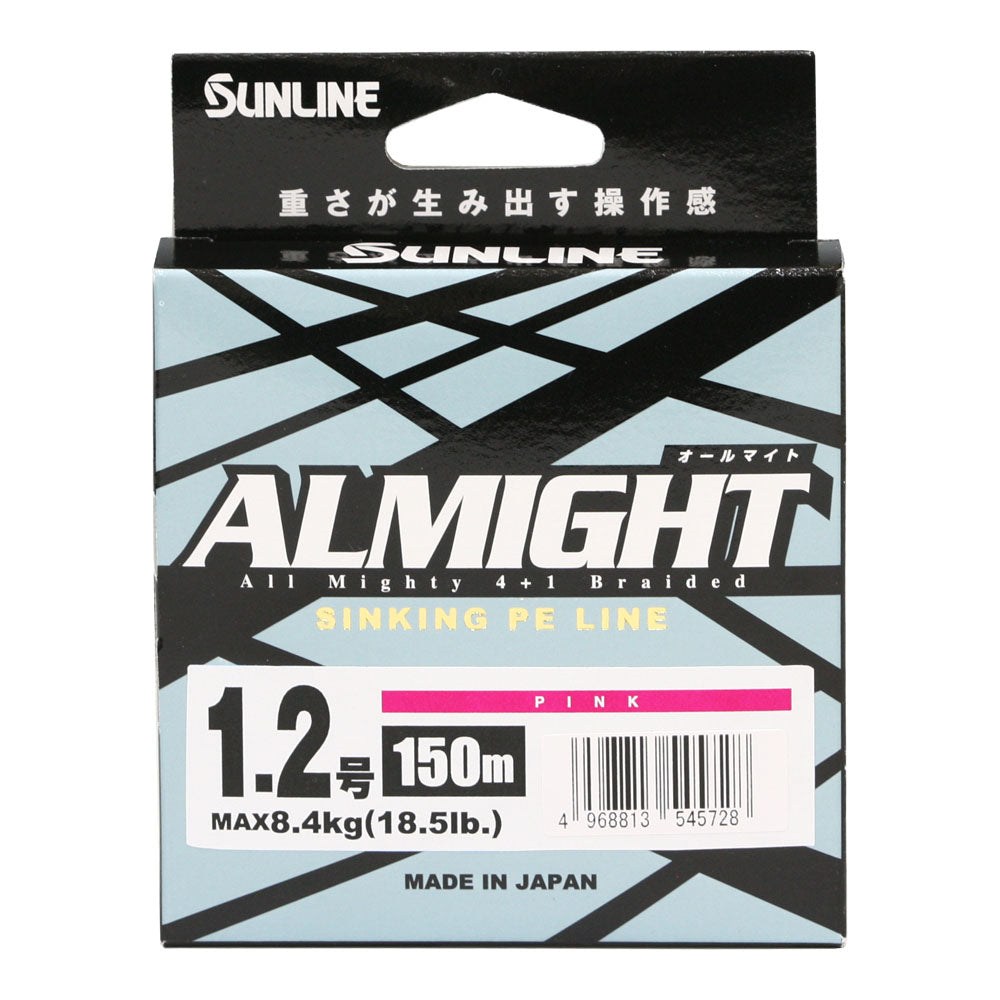 SUNLINE ALMIGHT 'SINKING' BRAID PE0.4 (7.2LB) 150M - PINK