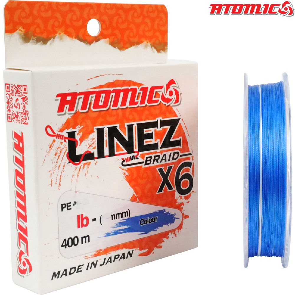 ATOMIC LINEZ BRAID X6 BRAID PE1.0 (16LB) 400M - BLUE