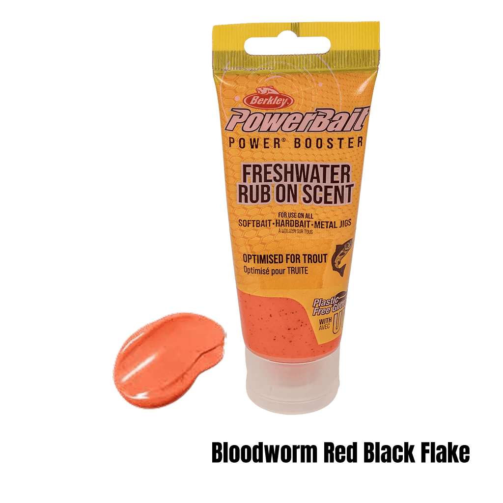 BERKLEY POWERBAIT FRESHWATER RUB ON SCENT - BLOODWORM RED BLACK FLAKE (80ML TUBE)