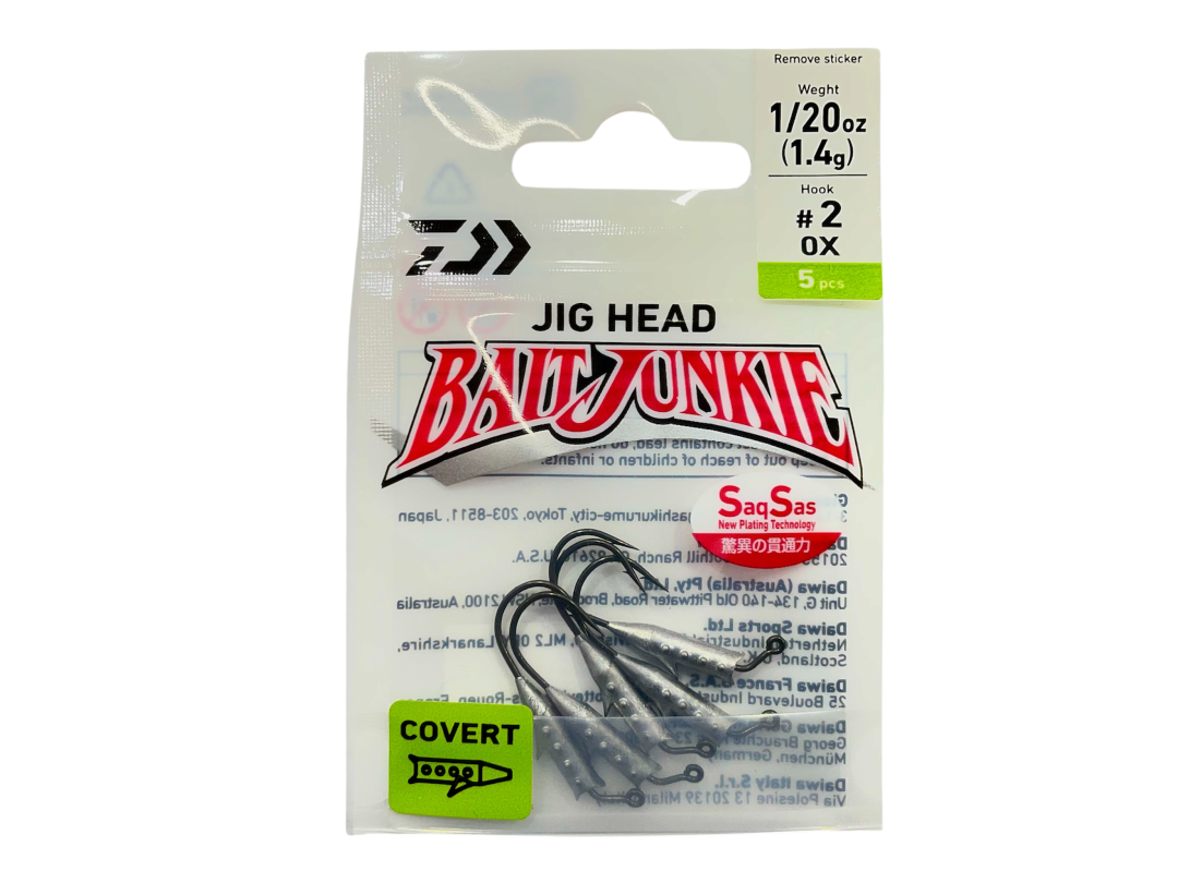 DAIWA BAIT JUNKIE COVERT (FINESSE WIRE) JIG HEAD 0X 1/30OZ #2