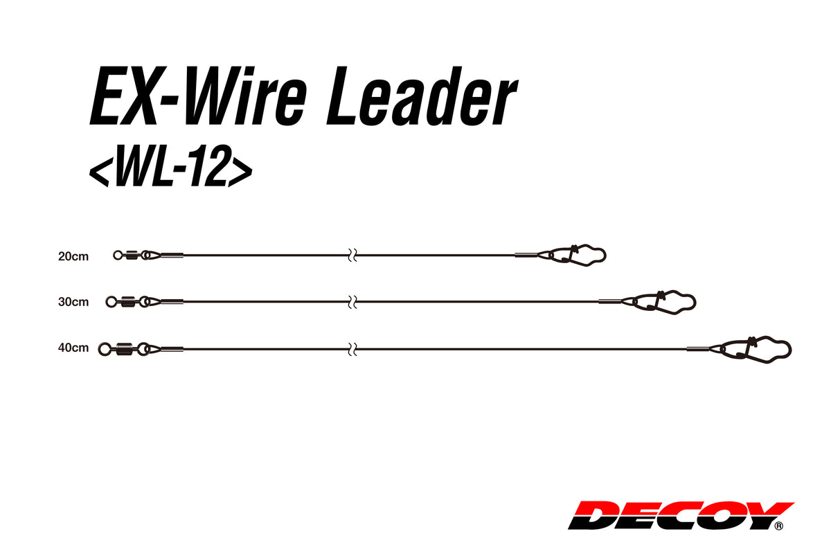 DECOY EX (EXTRA STRONG) WIRE LEADER WL-12 - #45 (40LB) WIRE/#3 EX SNAP - 40CM