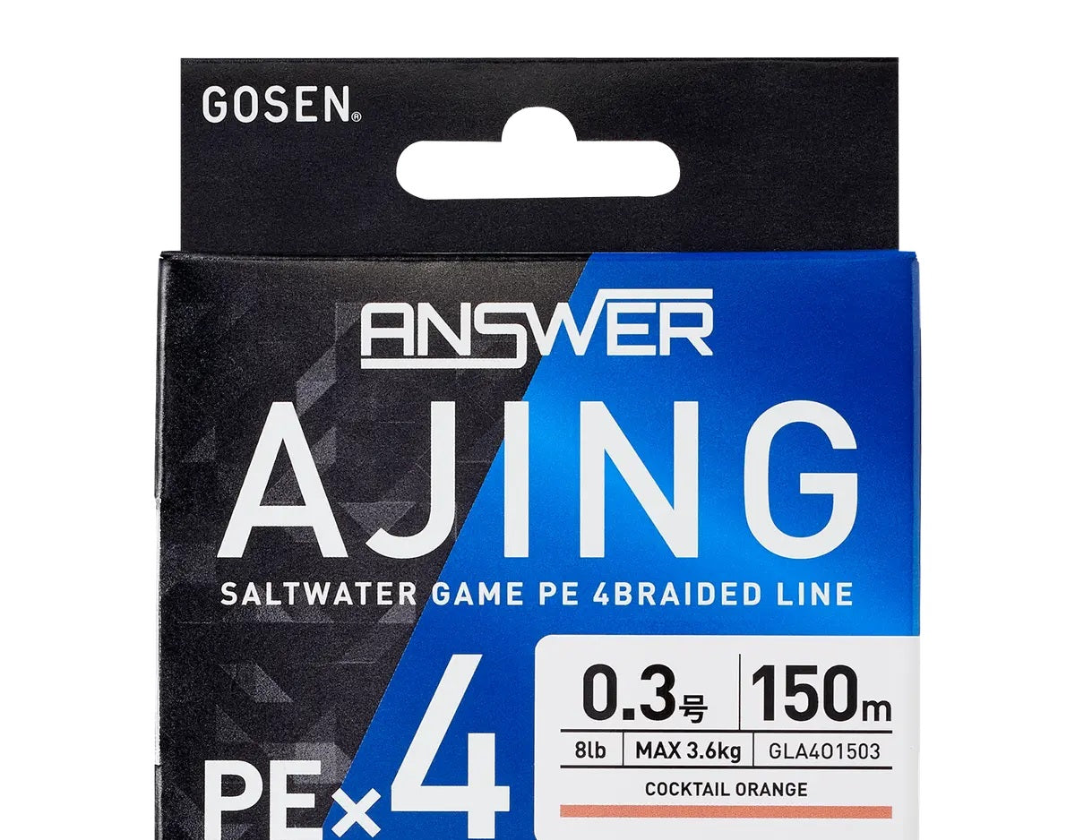 GOSEN ANSWER AJING PEX4 BRAID PE0.3 (8LB) 150M - COLOUR: COCKTAIL ORANGE