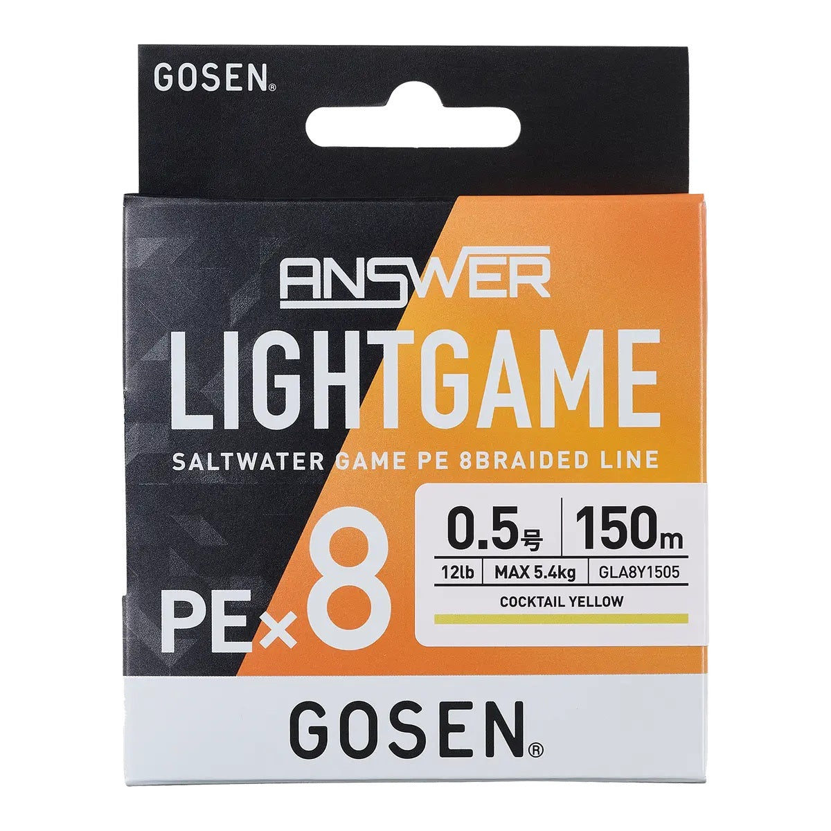 GOSEN ANSWER LIGHT GAME X8 BRAID PE0.5 (12LB) 150M - COLOUR: YELLOW