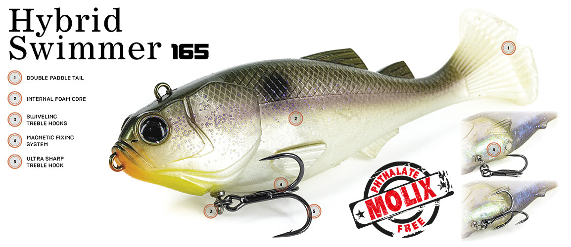 MOLIX HYBRID SWIMMER 165 (RIGGED SOFT-PLASTIC SWIMBAIT) COLOUR #138 WAGASAKI