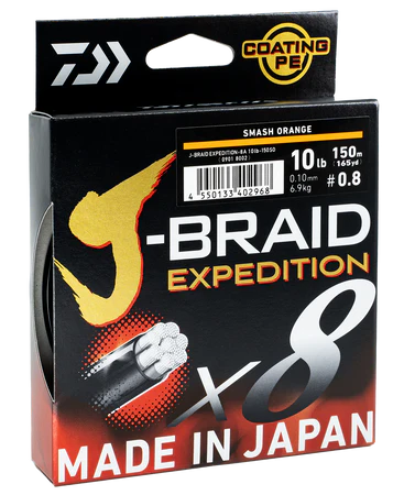 DAIWA J-BRAID EXPEDITION BRAID X8 PE1.5 20LB 300M (COLOUR ORANGE)