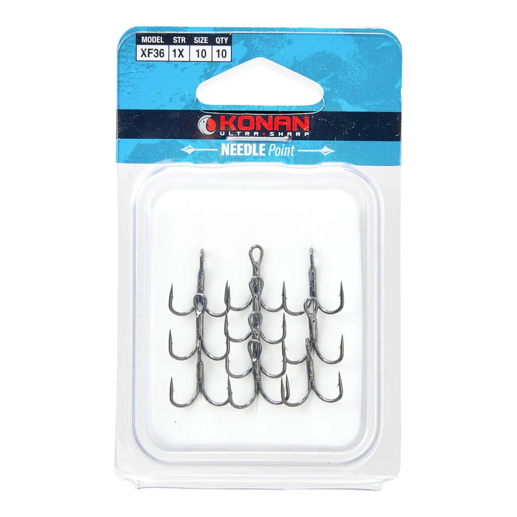 KONAN XF36 TREBLE HOOKS (1X STRONG) #10 (10 PIECE PACK)