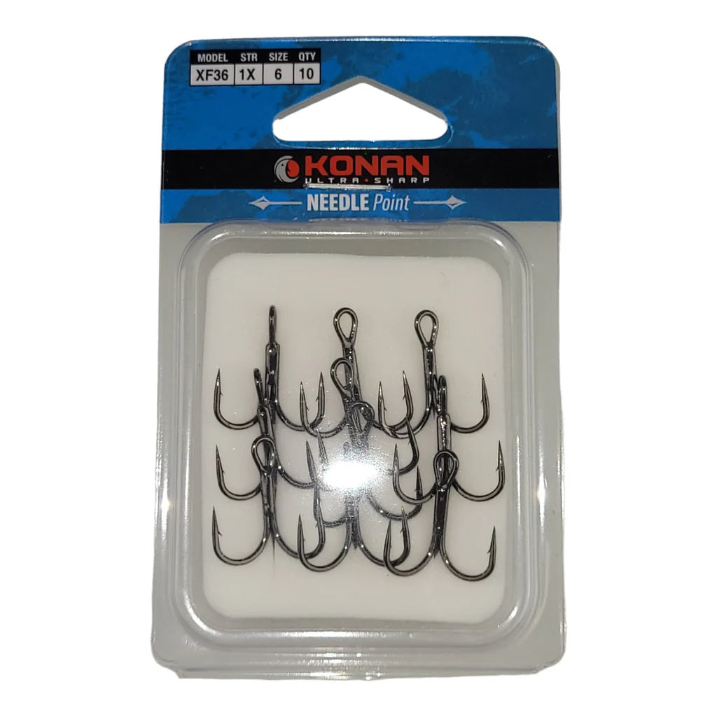 KONAN XF36 TREBLE HOOKS (1X STRONG) #6 (10 PIECE PACK)