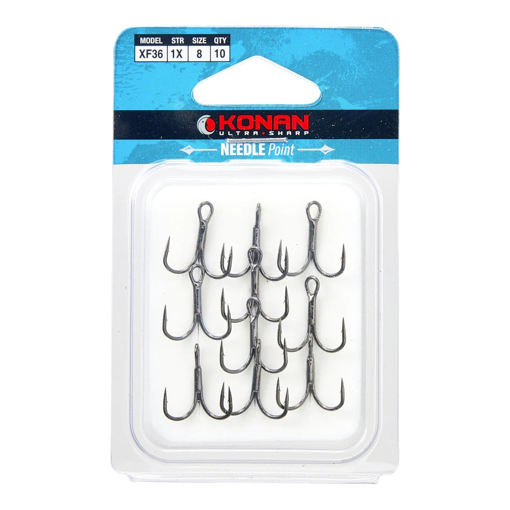 KONAN XF36 TREBLE HOOKS (1X STRONG) #8 (10 PIECE PACK)
