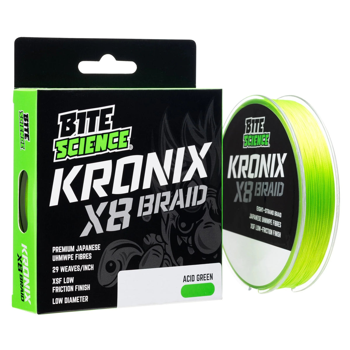 BITE SCIENCE KRONIX X8 BRAID 10LB 150M ACID GREEN