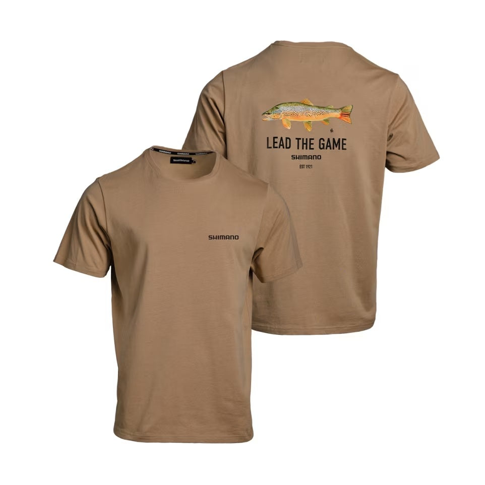 SHIMANO LTG BROWN TROUT T-SHIRT (COLOUR: SAND) - 4X LARGE