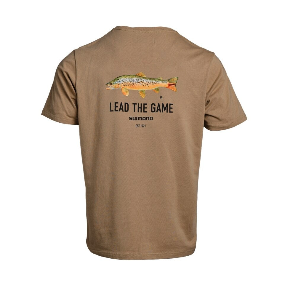 SHIMANO LTG BROWN TROUT T-SHIRT (COLOUR: SAND) - 4X LARGE