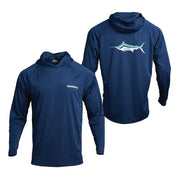 SHIMANO PERFORMANCE LS HOODED TECH TEE (COLOUR: MARLIN/NAVY) - LARGE