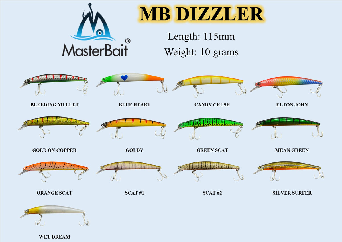 MASTER BAIT MB DAZZLERS FLOATING 115MM 10G COLOUR GREEN SCAT