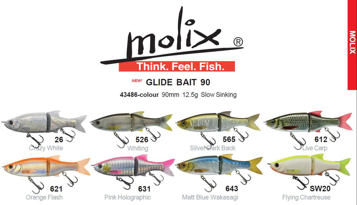 MOLIX GLIDE BAIT 90 (SLOW SINKING JOINTED SWIMBAIT) COLOUR #526 WHITING