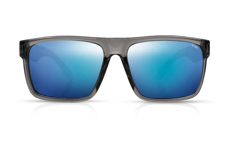 TONIC OUTBACK POLARISED SUNGLASSES - GLASS BLUE MIRROR HD GREY BASE LENSE (LITHIUM TRANSPARENT GLOSS FRAME)
