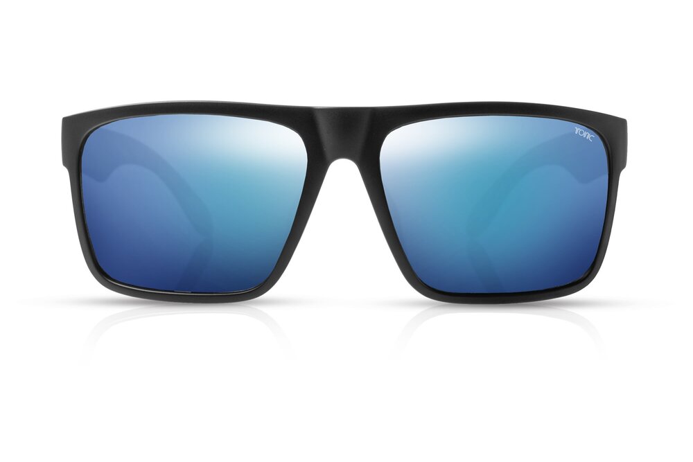TONIC OUTBACK POLARISED SUNGLASSES - GLASS BLUE MIRROR HD GREY BASE LENSE (MATTE BLACK FRAME)
