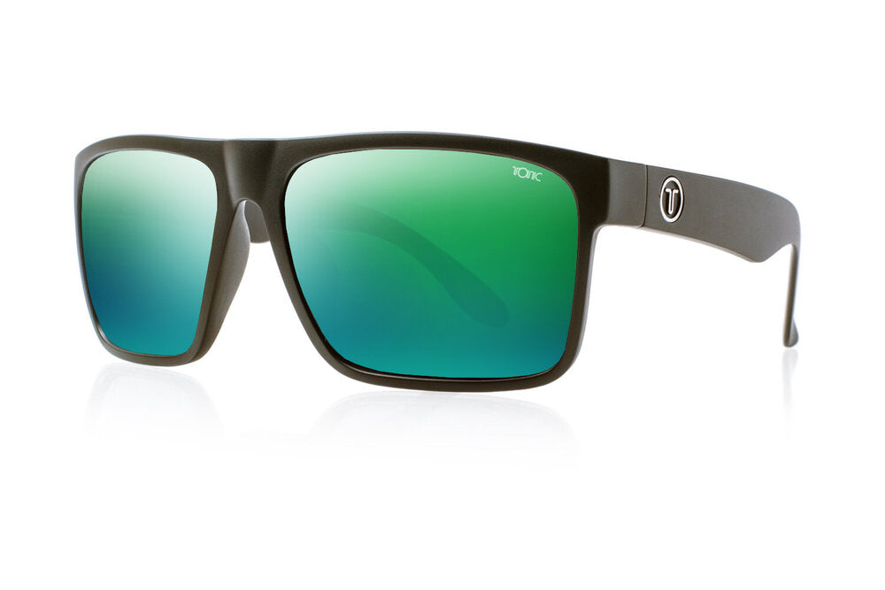 TONIC OUTBACK POLARISED SUNGLASSES - GLASS GREEN MIRROR HD COPPER BASE LENSE (LITHIUM TRANSPARENT GLOSS FRAME)