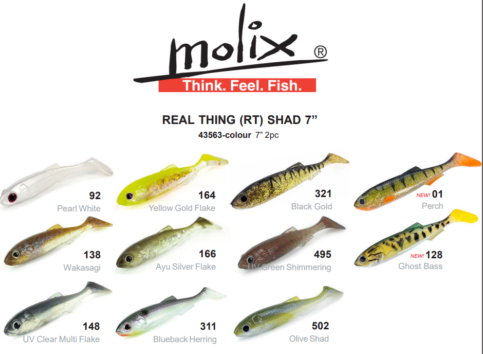 MOLIX REAL THING SHAD 7" (2-PIECE PACK) - COLOUR: #92 PEARL WHITE