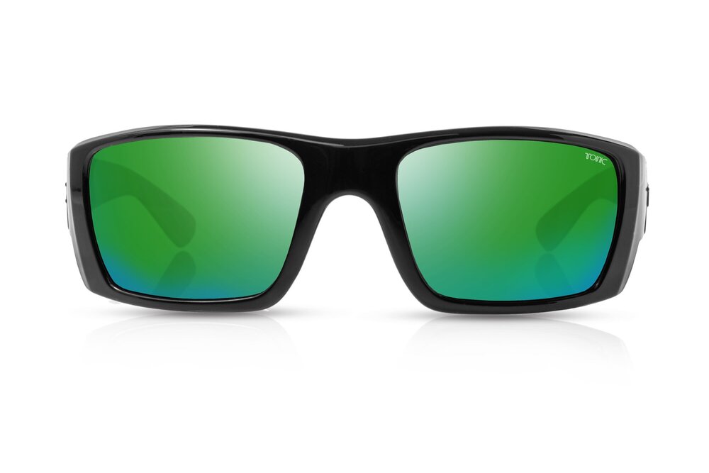 TONIC RISE POLARISED SUNGLASSES - GLASS GREEN MIRROR HD COPPER BASE LENSE (MATTE BLACK FRAME)