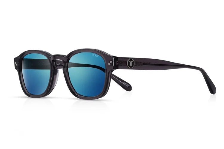 TONIC ECLIPSE POLARISED SUNGLASSES - GLASS BLUE MIRROR HD GREY BASE LENSE (LITHIUM TRANSPARENT GLOSS FRAME)