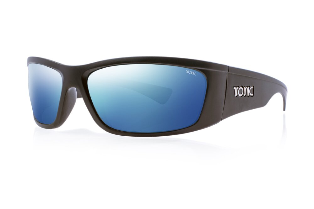 TONIC SHIMMER POLARISED SUNGLASSES - GLASS BLUE MIRROR HD COPPER BASE LENSE (MATTE BLACK FRAME)