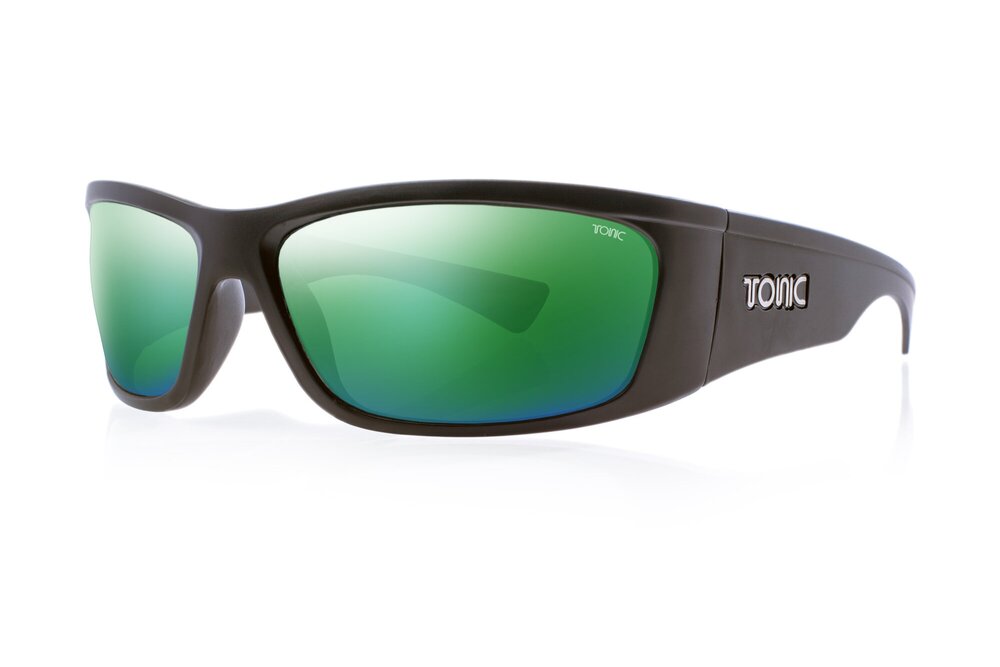 TONIC SHIMMER POLARISED SUNGLASSES - GLASS GREEN MIRROR HD COPPER BASE LENSE (MATTE BLACK FRAME)