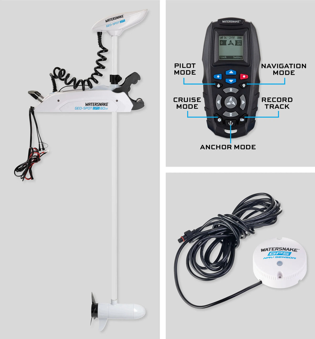 WATERSNAKE GEO-SPOT GPS SW80lb/72" SHAFT ELECTRIC BOW MOUNT MOTOR