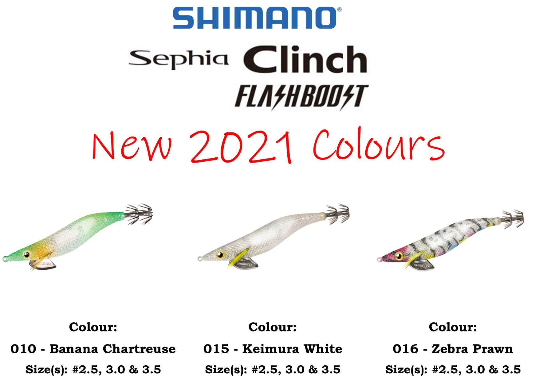 Shimano Sephia Clinch Squid Jig - 2.5 Fb - F Banana Chart